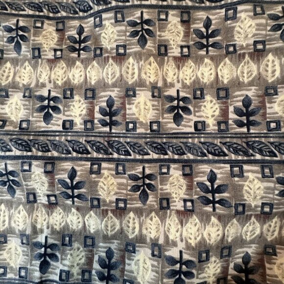 GEOFFREY BEANE Tribal Leaf Button Up Hawaiian Shirt Men Small Taupe Multi Casual - Picture 4 of 13